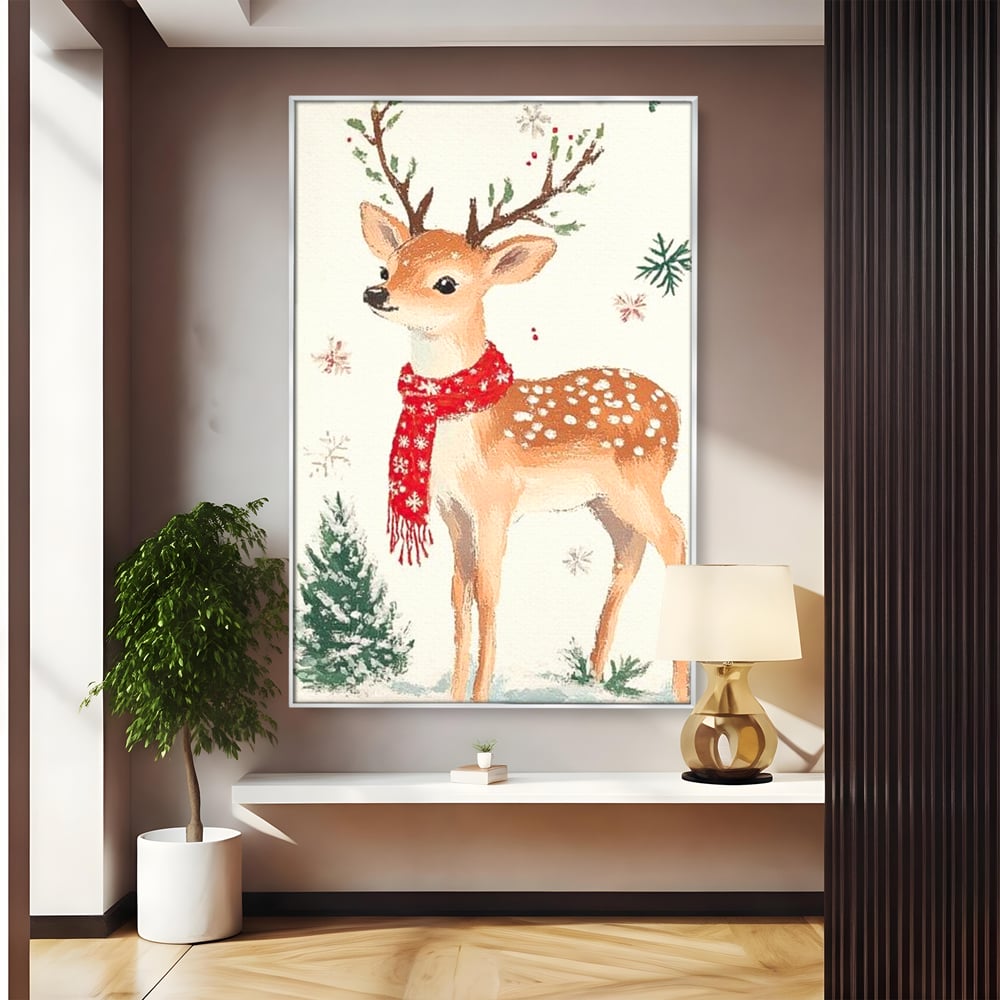 Tablou canvas cu tablou canvas cu ren festiv, in rama de aluminiu argintiu